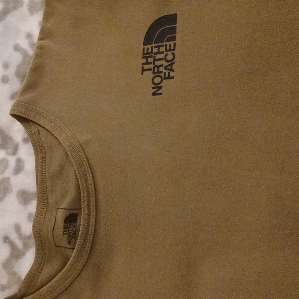 Men's North Face Olive Green t-shirt with black and pea green logo size 2XL